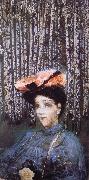Mikhail Vrubel The portrait of Isabella in front of birch Sweden oil painting artist